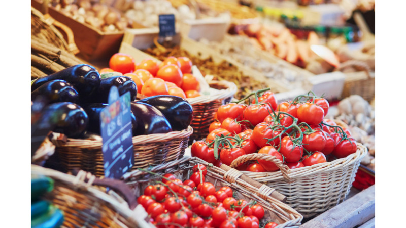 Baskets of vegetables